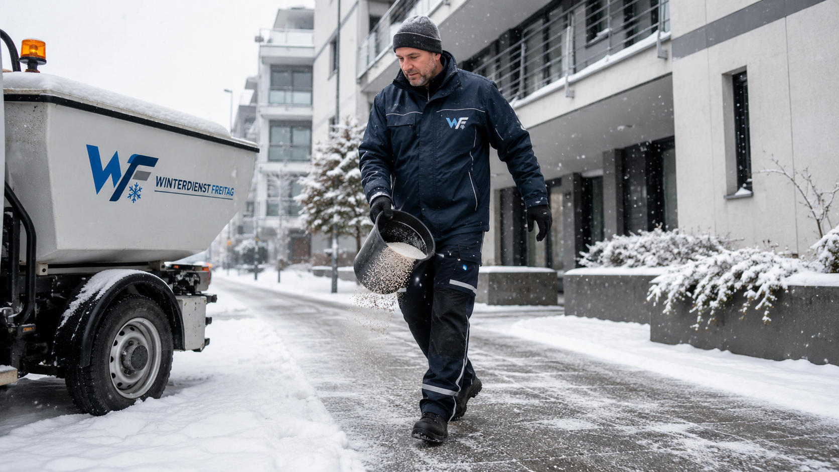 Team von Winterdienst Freitag bei der Arbeit im Winter